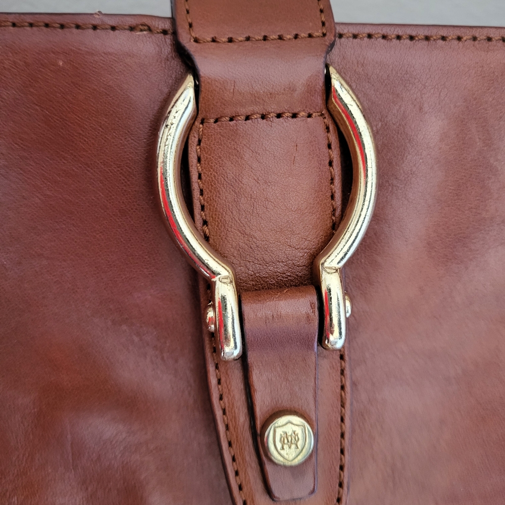 Massimo Dutti Leather Tote Bag | Expandable Side Zippers | Shoulder Strap - Picture 7 of 16